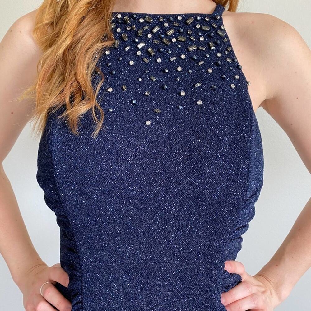 Vince Camuto Jeweled Navy Glitter Dress NWT 8 - Picture 2 of 4